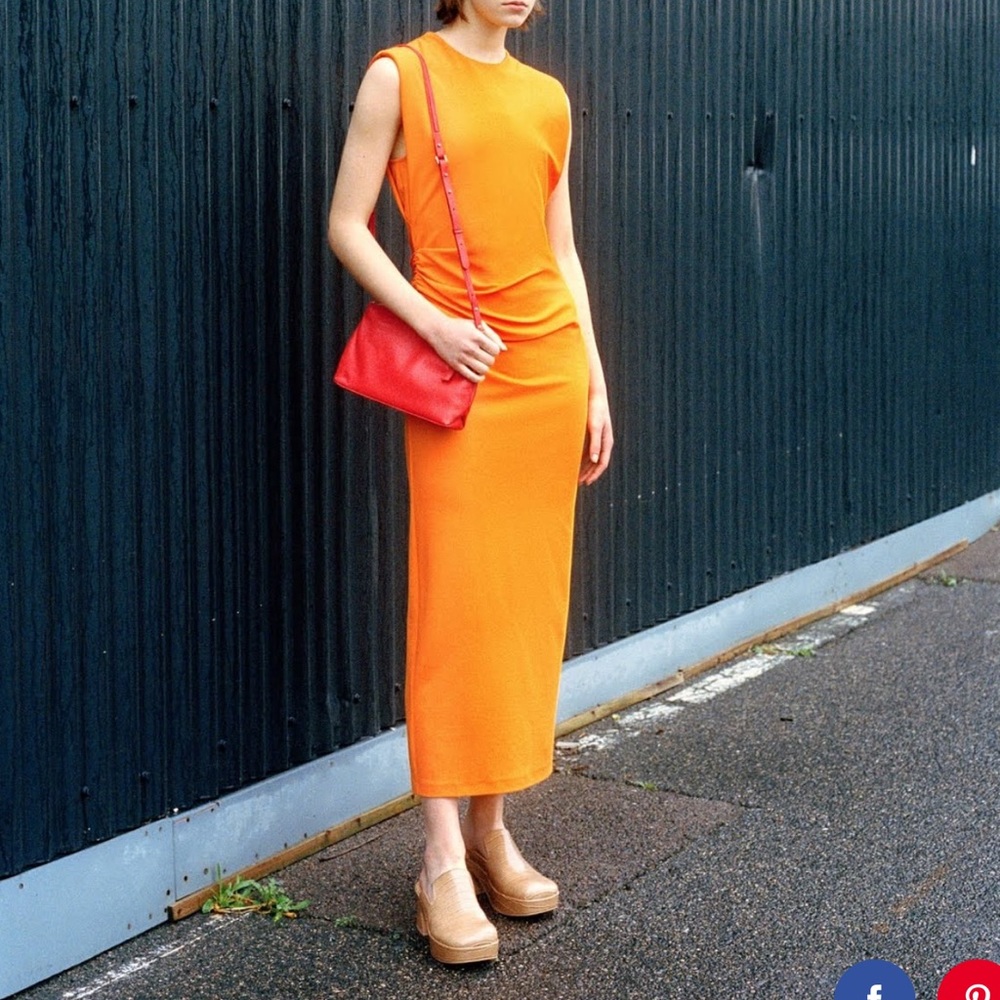 Zara Orange Side Draped Dress